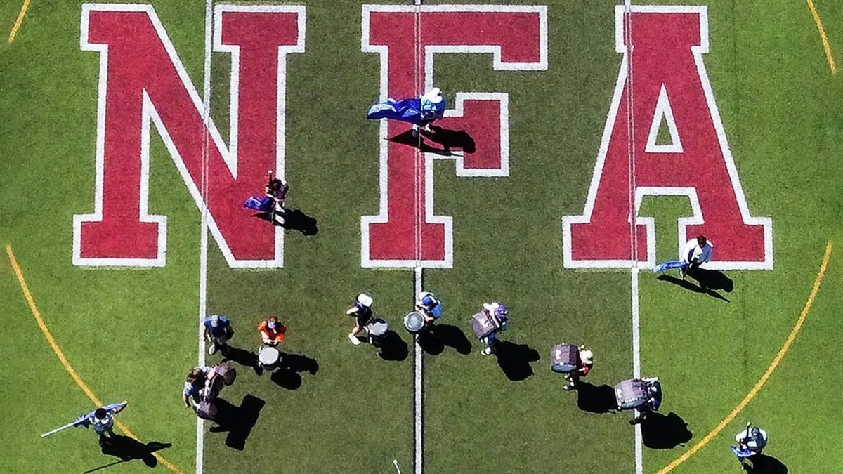 Marching band on the NFA sports field in Norwich, Connecticut
